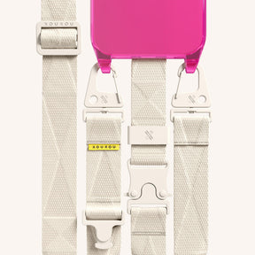 Phone Necklace with Lanyard in Cyber Pink Clear + Chalk
