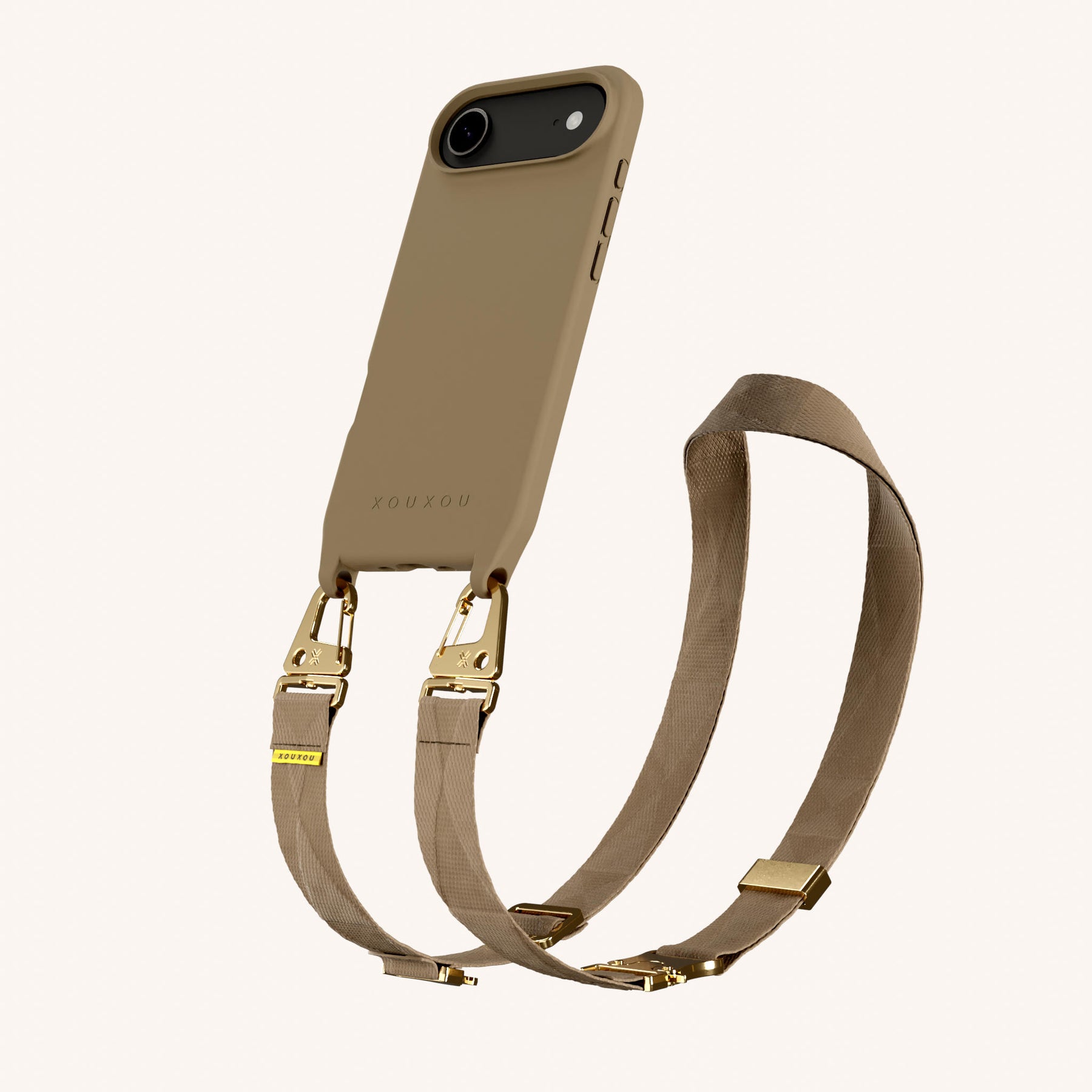 Handykette mit Gurt in Taupe