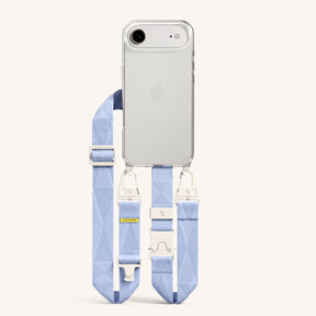 Phone Necklace with Lanyard in Clear + Baby Blue