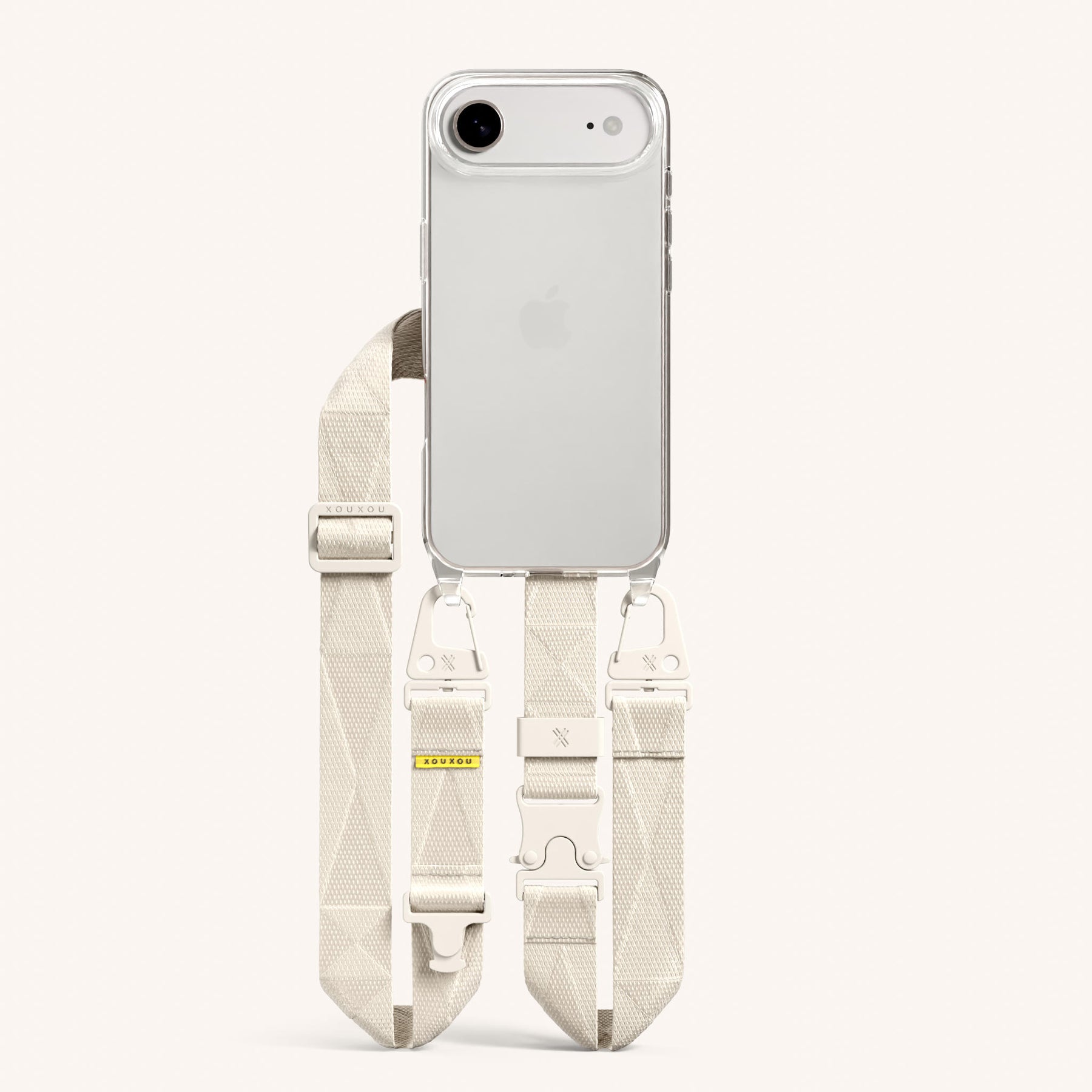 Phone Necklace with Lanyard in Clear + Chalk