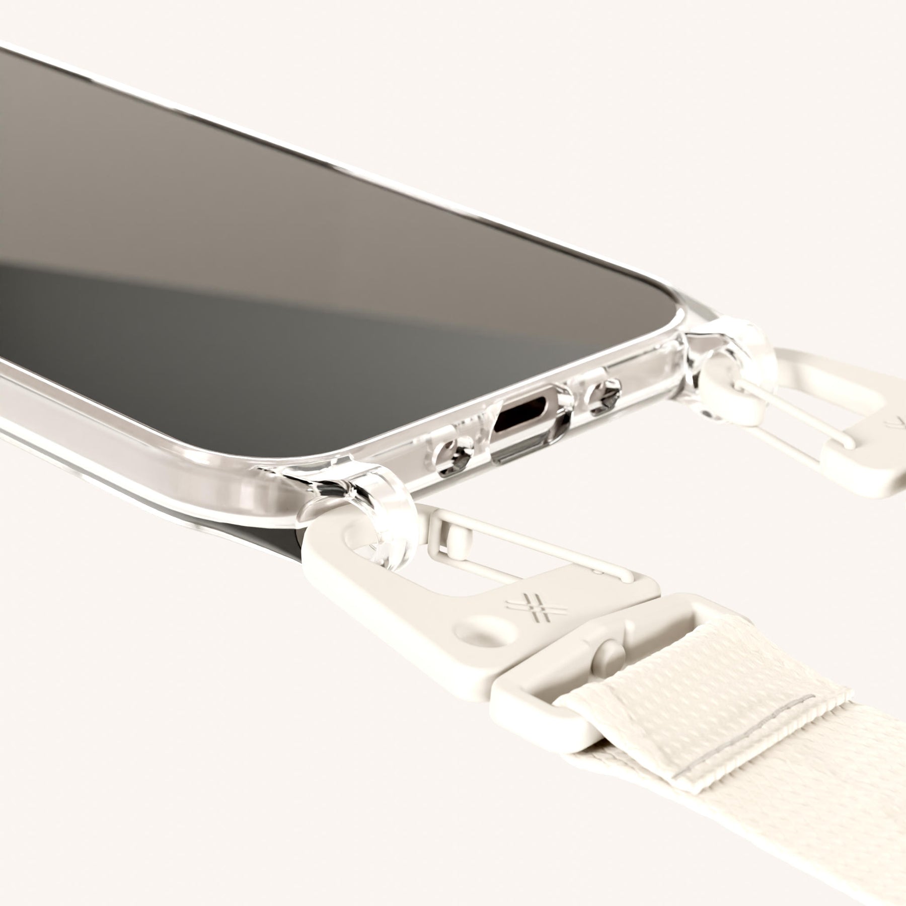 Phone Necklace with Lanyard in Clear + Chalk
