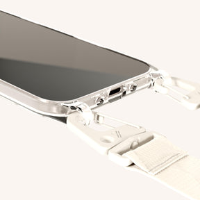 Phone Necklace with Lanyard in Clear + Chalk