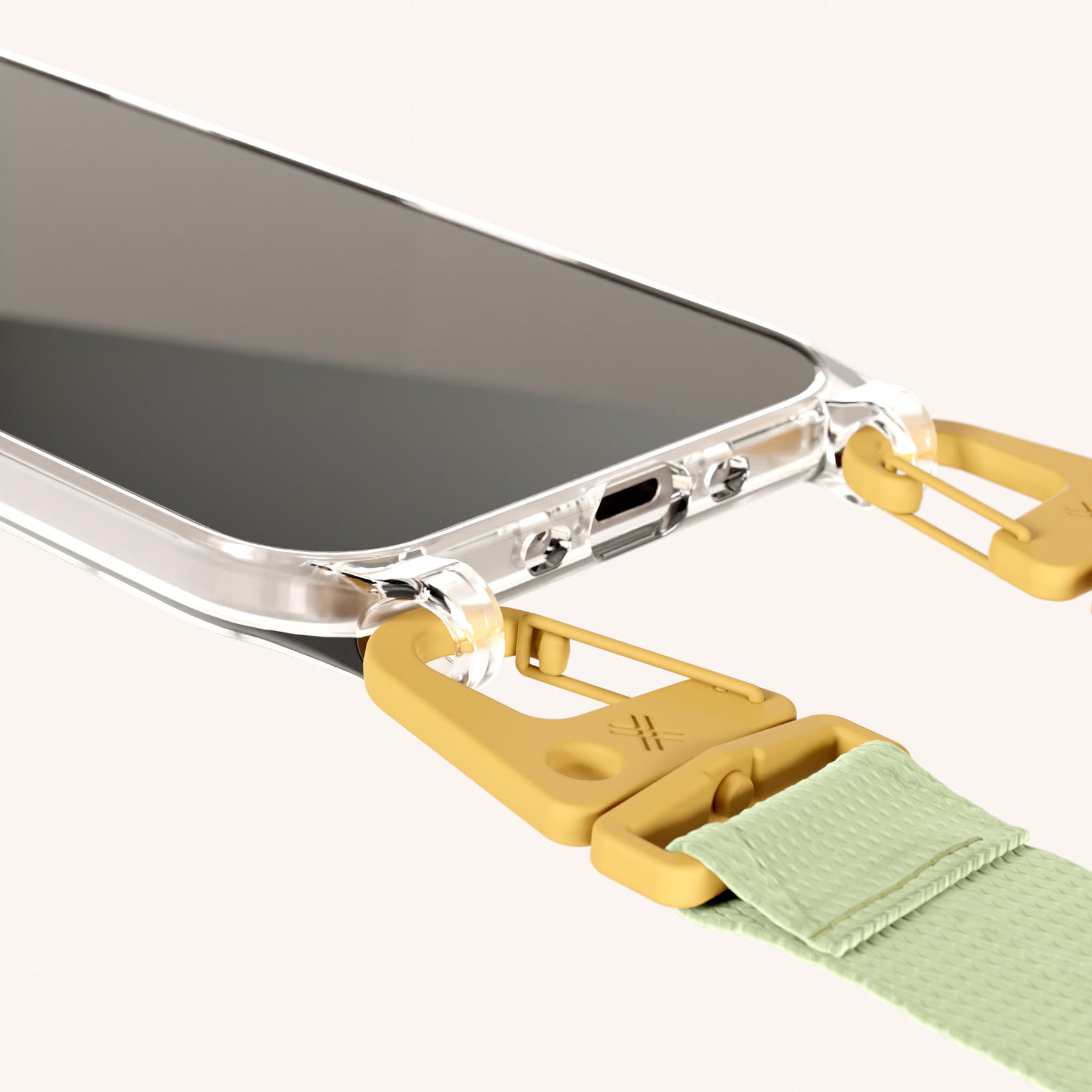 Phone Necklace with Lanyard in Clear + Light Olive