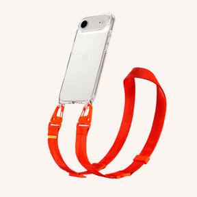 Phone Necklace with Lanyard in Clear + Neon Orange