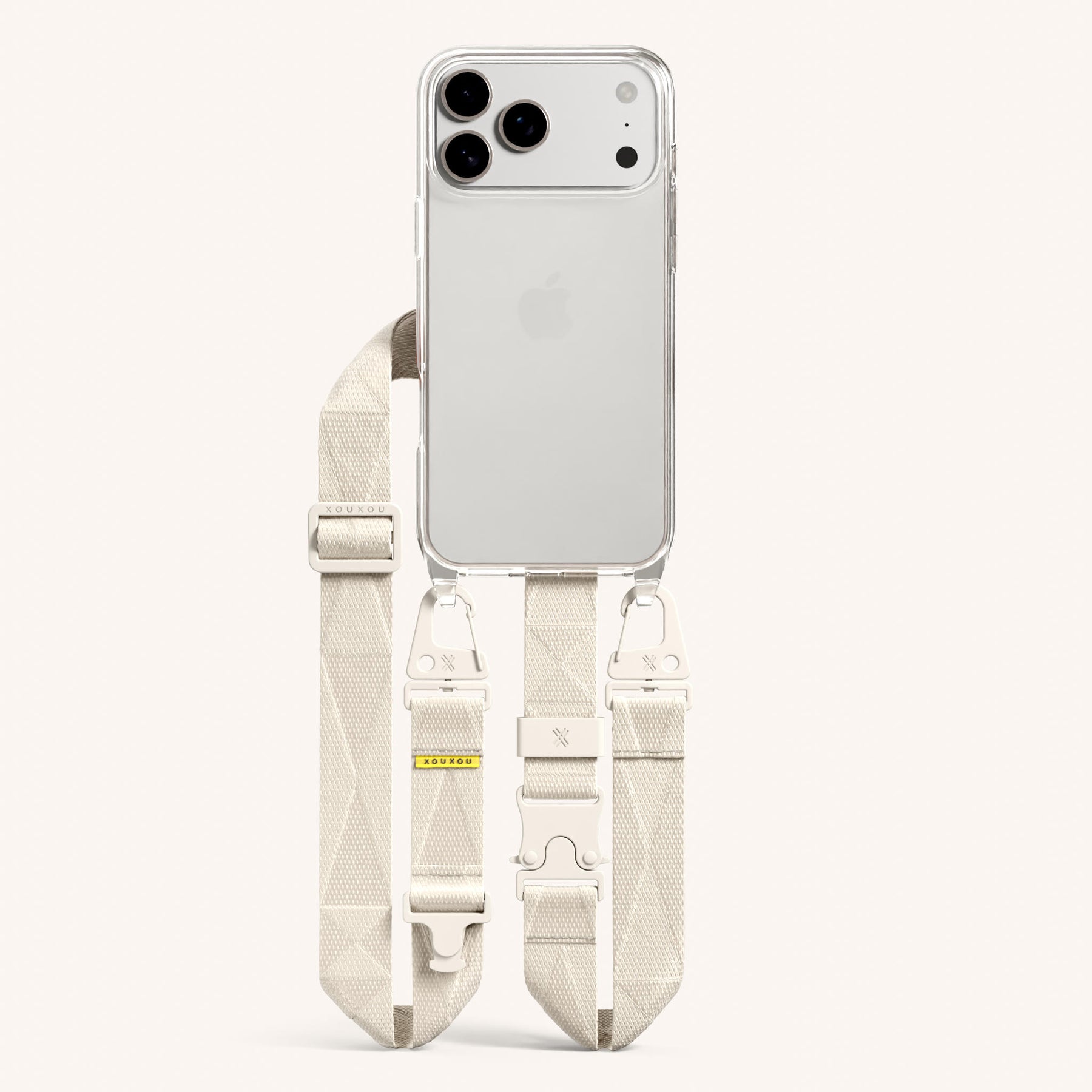 Phone Necklace with Lanyard in Clear + Chalk
