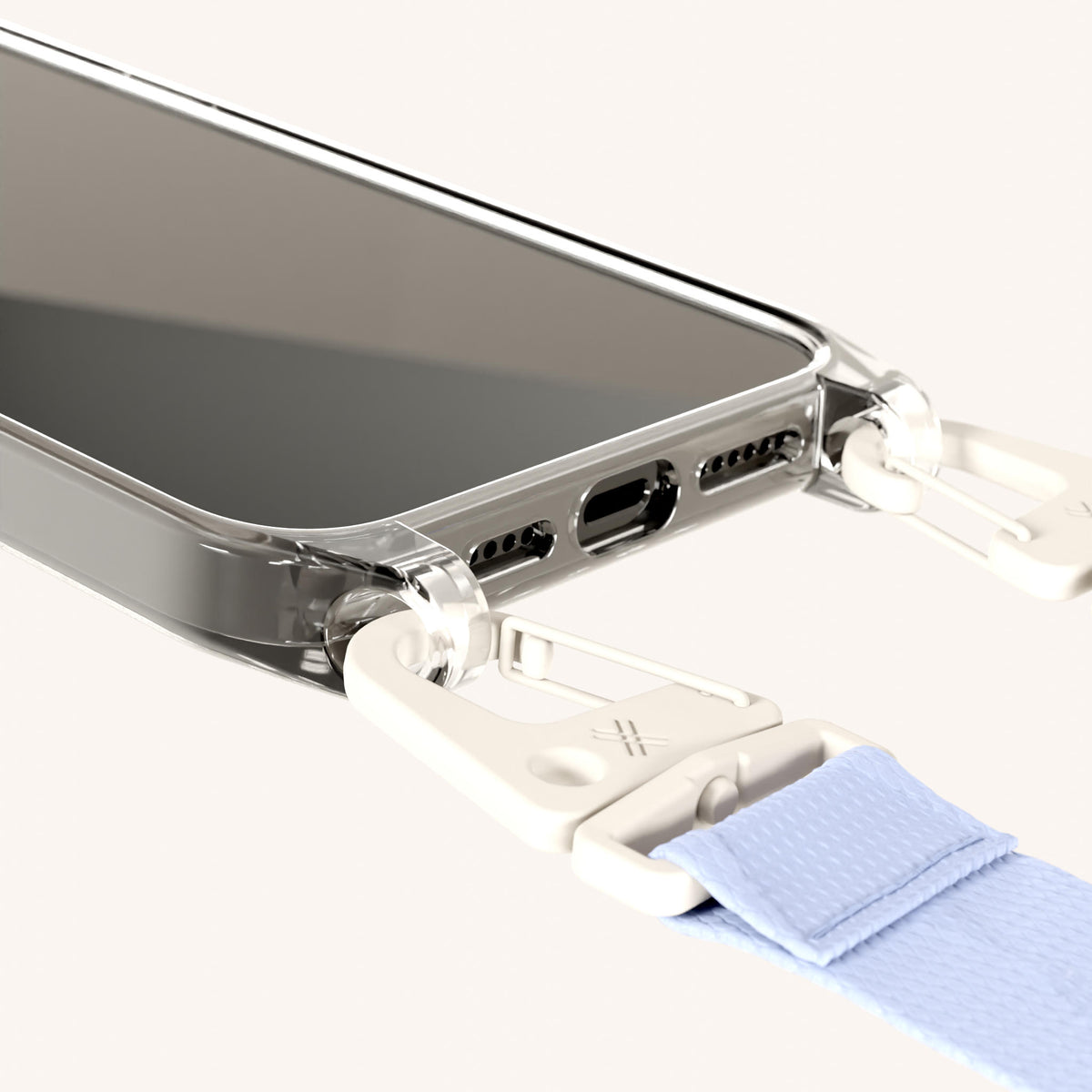 Phone Necklace with Lanyard for iPhone 17 Pro without MagSafe in Clear and Baby Total View | XOUXOU #phone model_iphone 17 pro