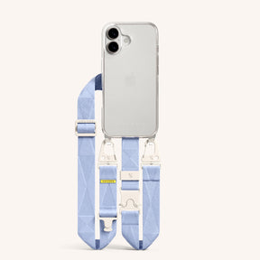 Phone Necklace with Lanyard in Clear + Baby Blue