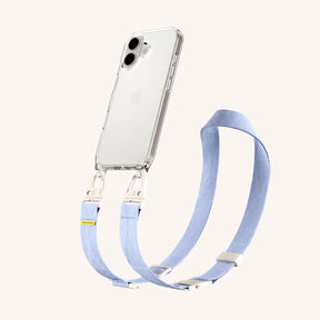Phone Necklace with Lanyard in Clear + Baby Blue
