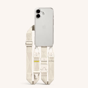 Phone Necklace with Lanyard in Clear + Chalk