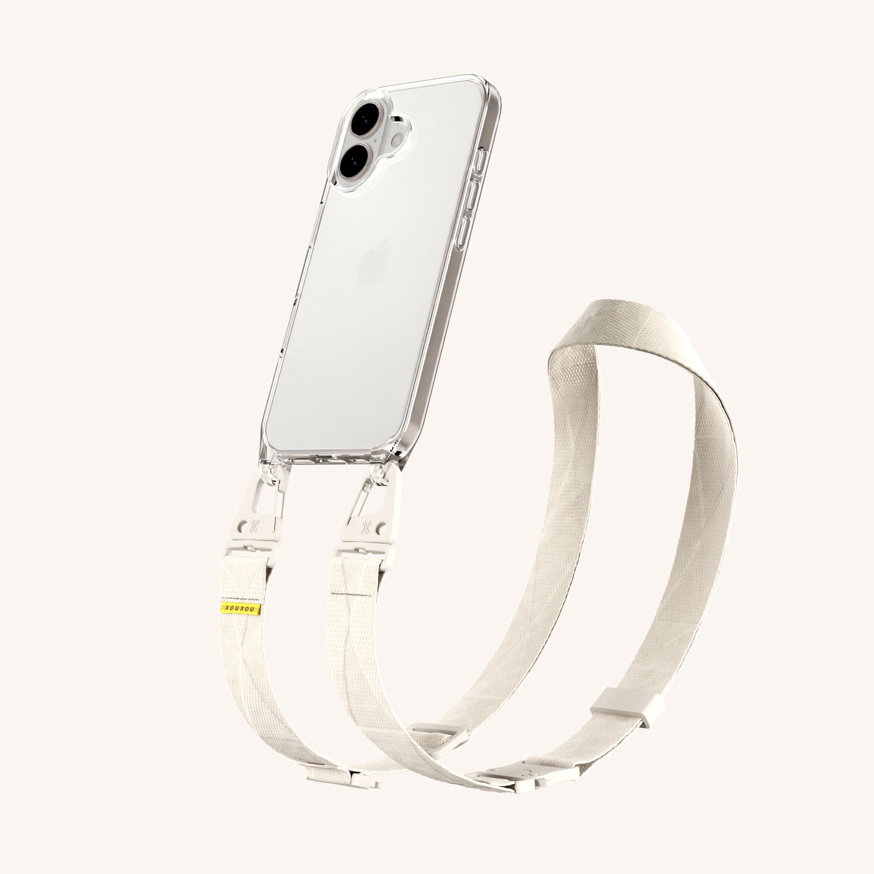 Phone Necklace with Lanyard in Clear + Chalk