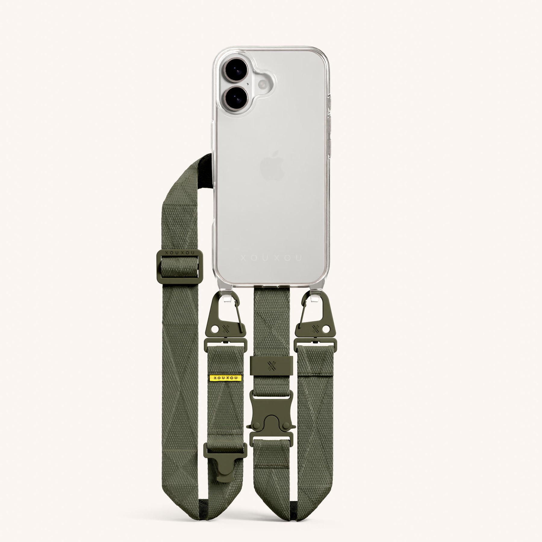 Handykette mit Gurt in Transparent + Moos