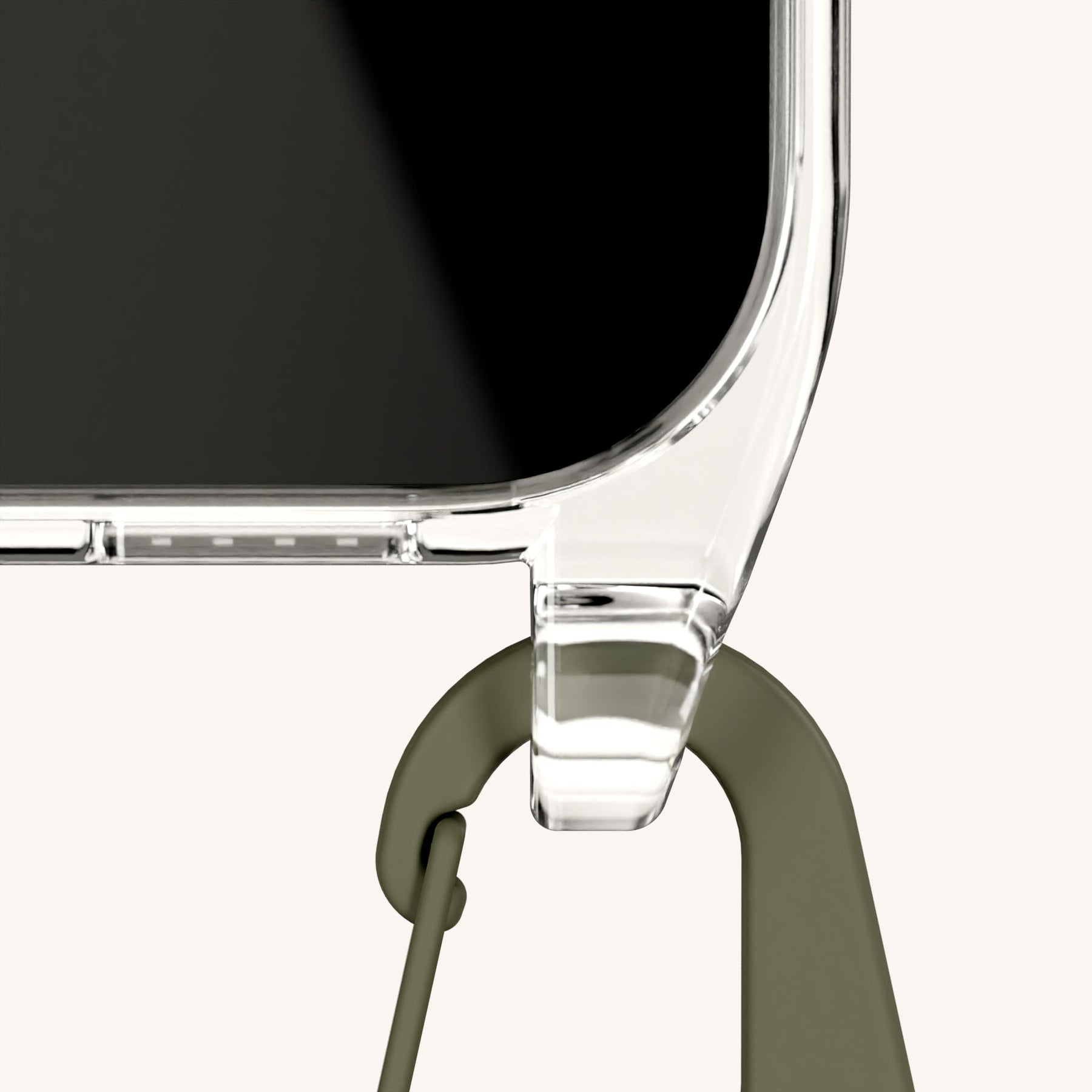 Handykette mit Gurt in Transparent + Moos