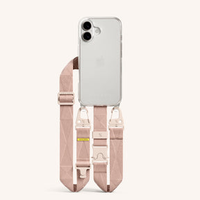 Phone Necklace with Lanyard in Clear + Powder Pink