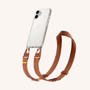 Phone Necklace with Lanyard in Clear + Rusty Red