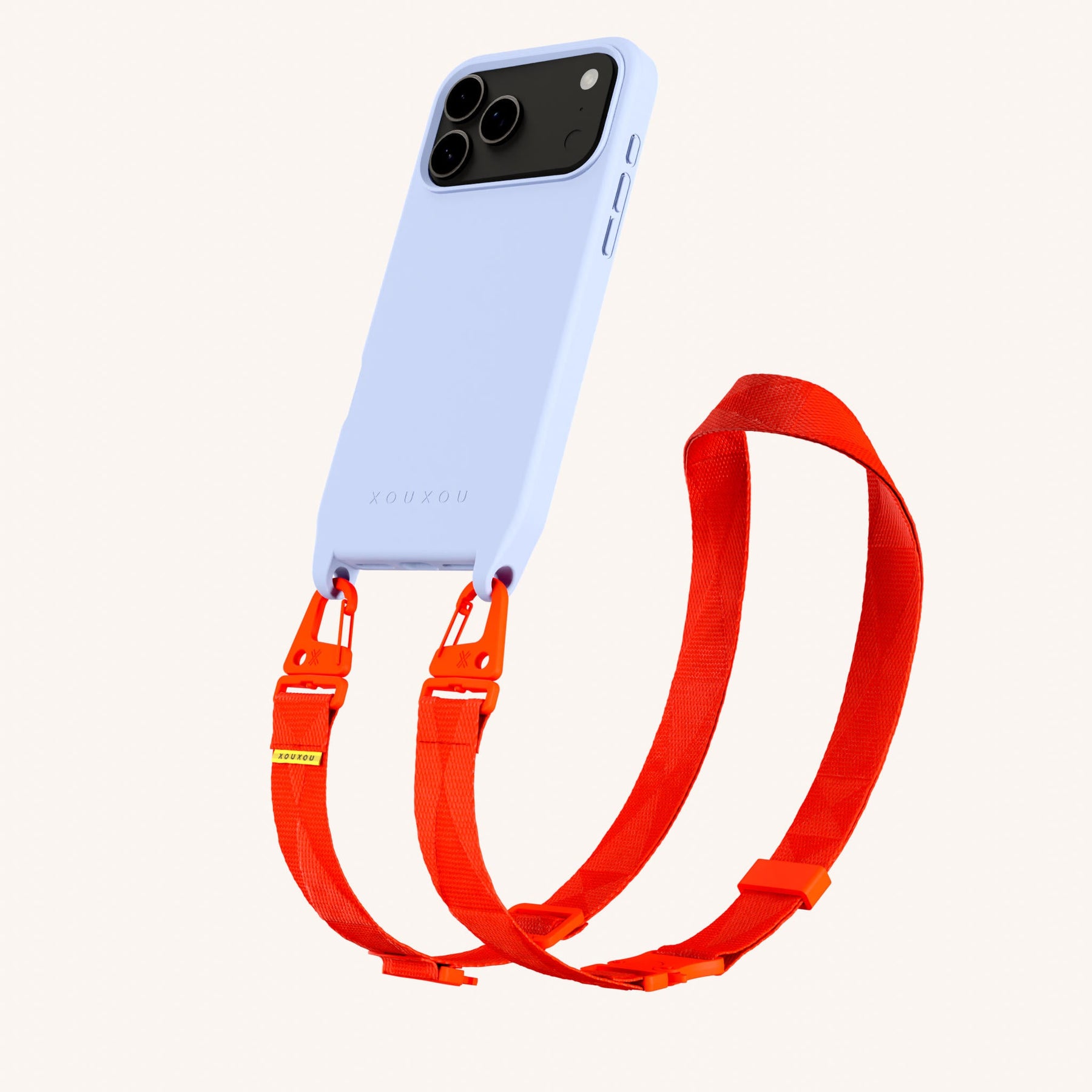Cordon de téléphone avec lanière en Baby Blue + orange néon