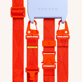Cordon de téléphone avec lanière en Baby Blue + orange néon