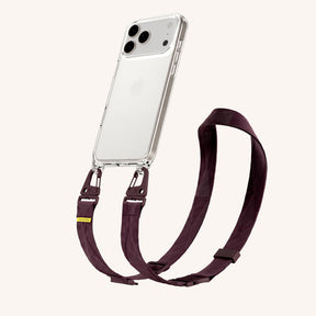 Phone Necklace with Lanyard in Clear + Burgundy