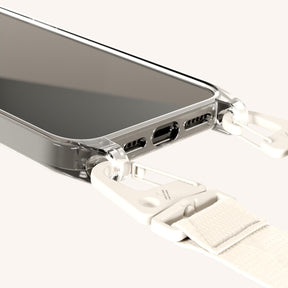 Phone Necklace with Lanyard in Clear + Chalk
