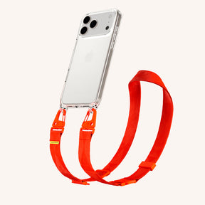 Handykette mit Gurt in Clear + Neon Orange