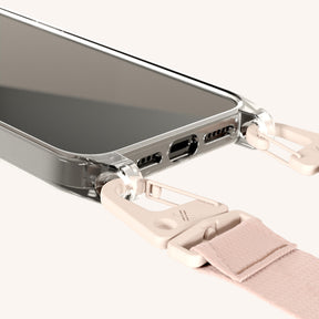 Handykette mit Gurt in Clear + Altrosa