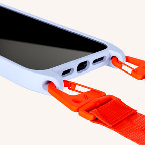 Cordon de téléphone avec lanière en Baby Blue + orange néon