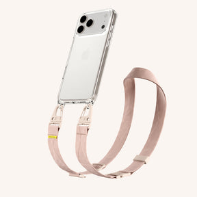 Handykette mit Gurt in Clear + Altrosa