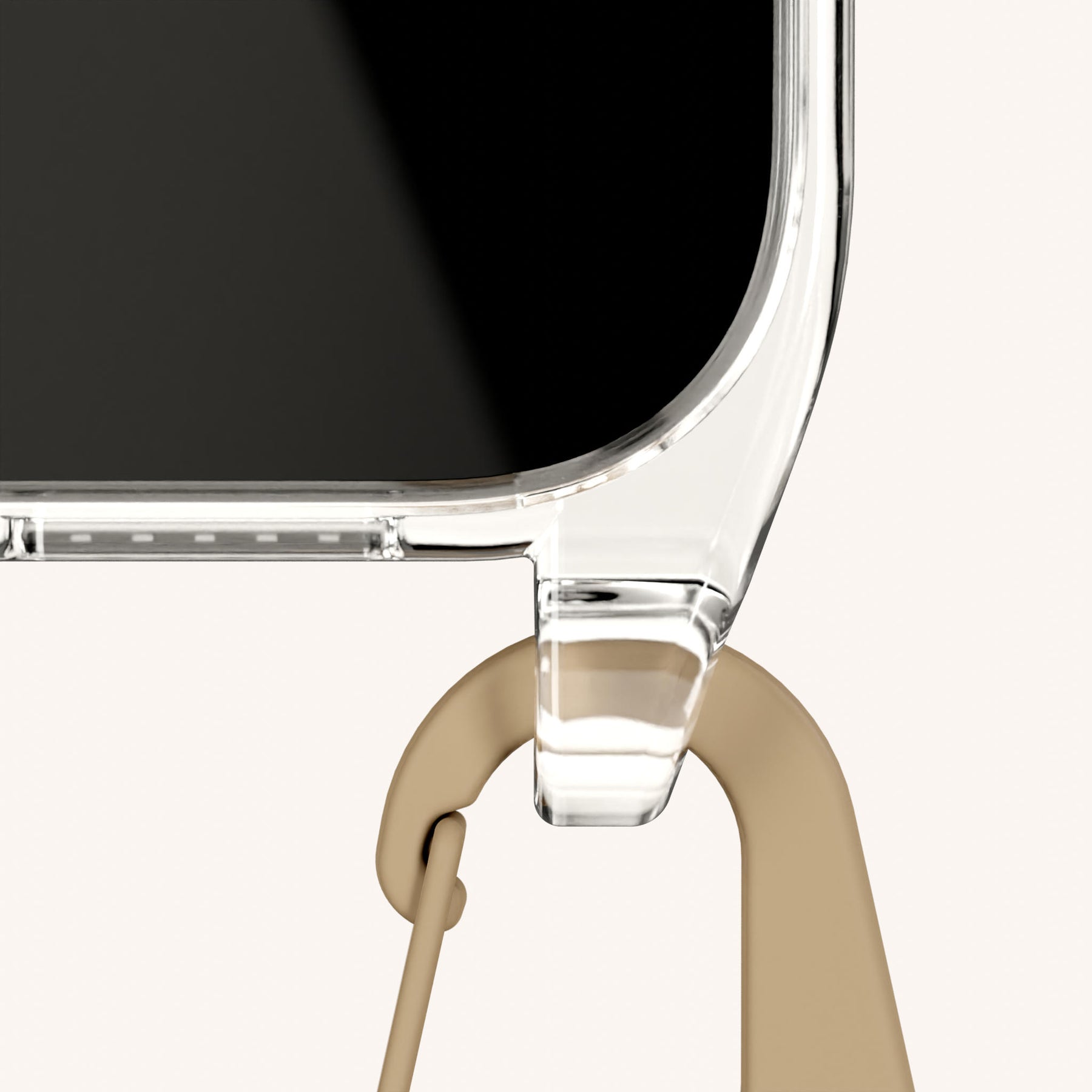 Phone Necklace with Lanyard in Clear + Sand