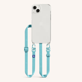 Phone Necklace with Slim Lanyard in Clear + Pool