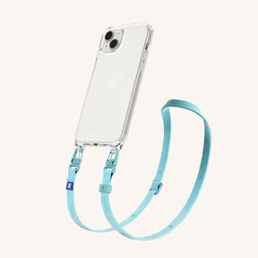 Phone Necklace with Slim Lanyard in Clear + Pool