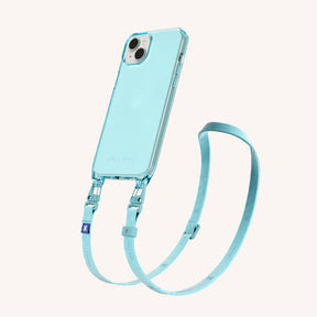 Phone Necklace with Slim Lanyard in Pool Clear