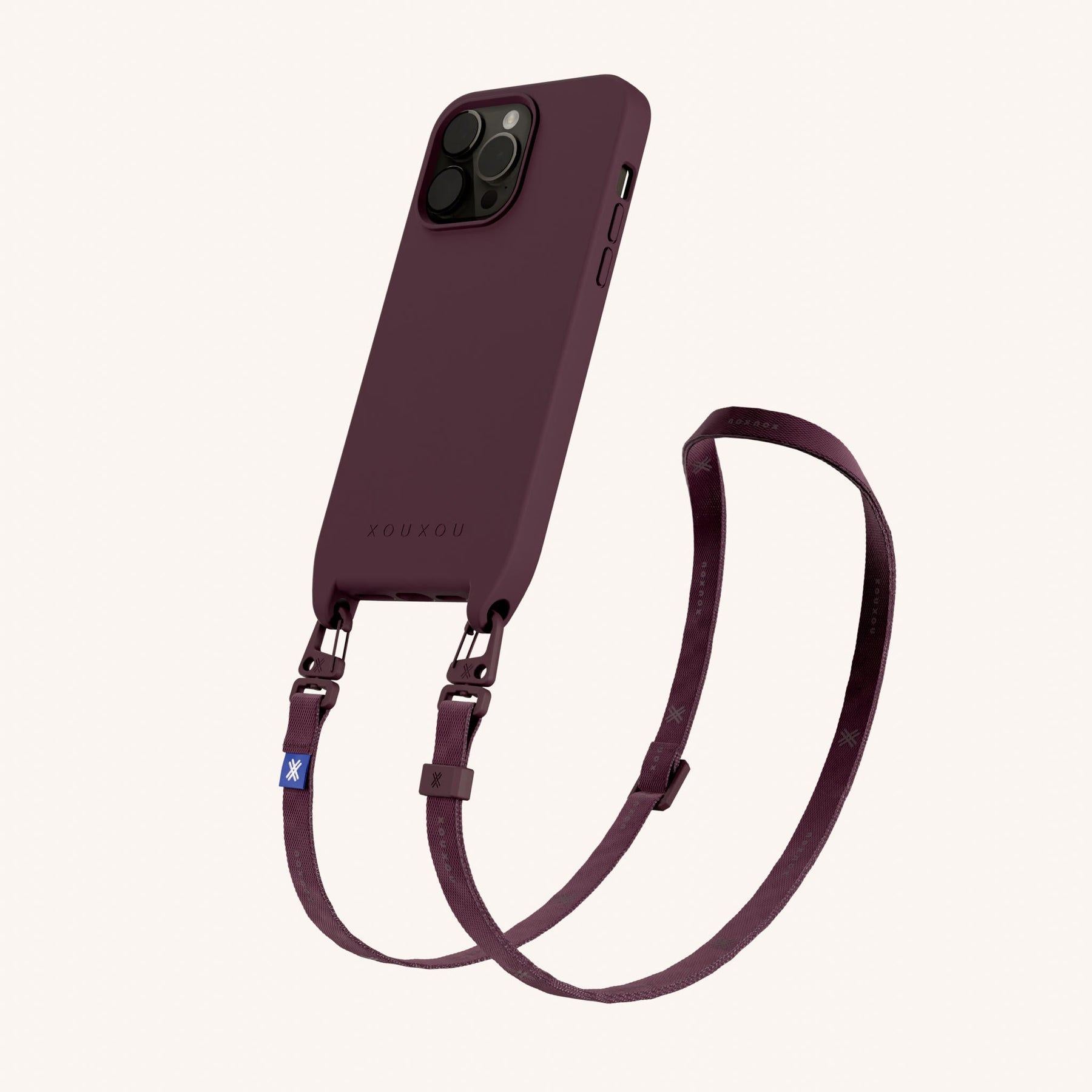 Phone Necklace with Slim Lanyard in Burgundy