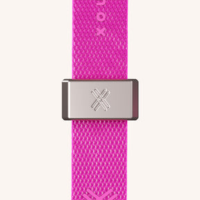 Phone Necklace with Slim Lanyard in Black + Neon Pink