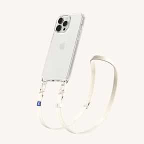 Phone Necklace with Slim Lanyard in Clear + Chalk