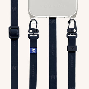 Phone Necklace with Slim Lanyard in Clear + Midnight