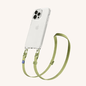 Phone Necklace with Slim Lanyard in Clear + Pistachio