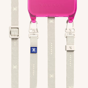 Phone Necklace with Slim Lanyard in Cyber Pink Clear + Chalk