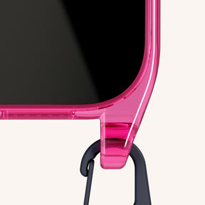Phone Necklace with Slim Lanyard in Cyber Pink Clear + Midnight