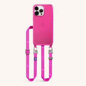 Phone Necklace with Slim Lanyard in Cyber Pink Clear + Neon Pink