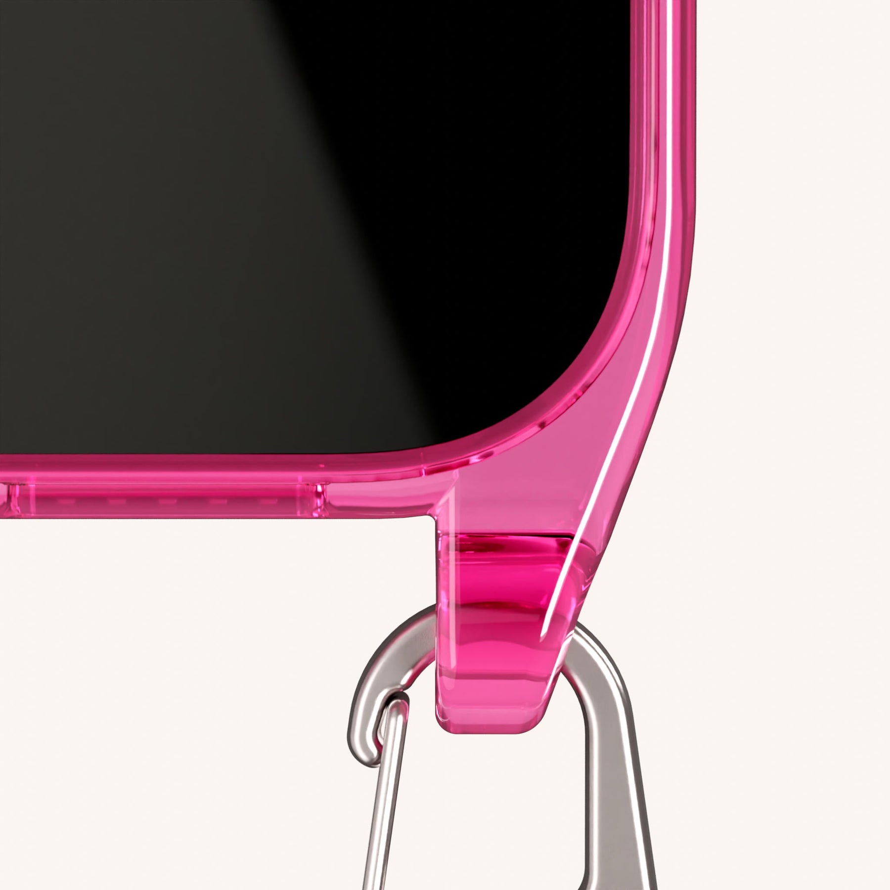 Phone Necklace with Slim Lanyard in Cyber Pink Clear + Neon Pink