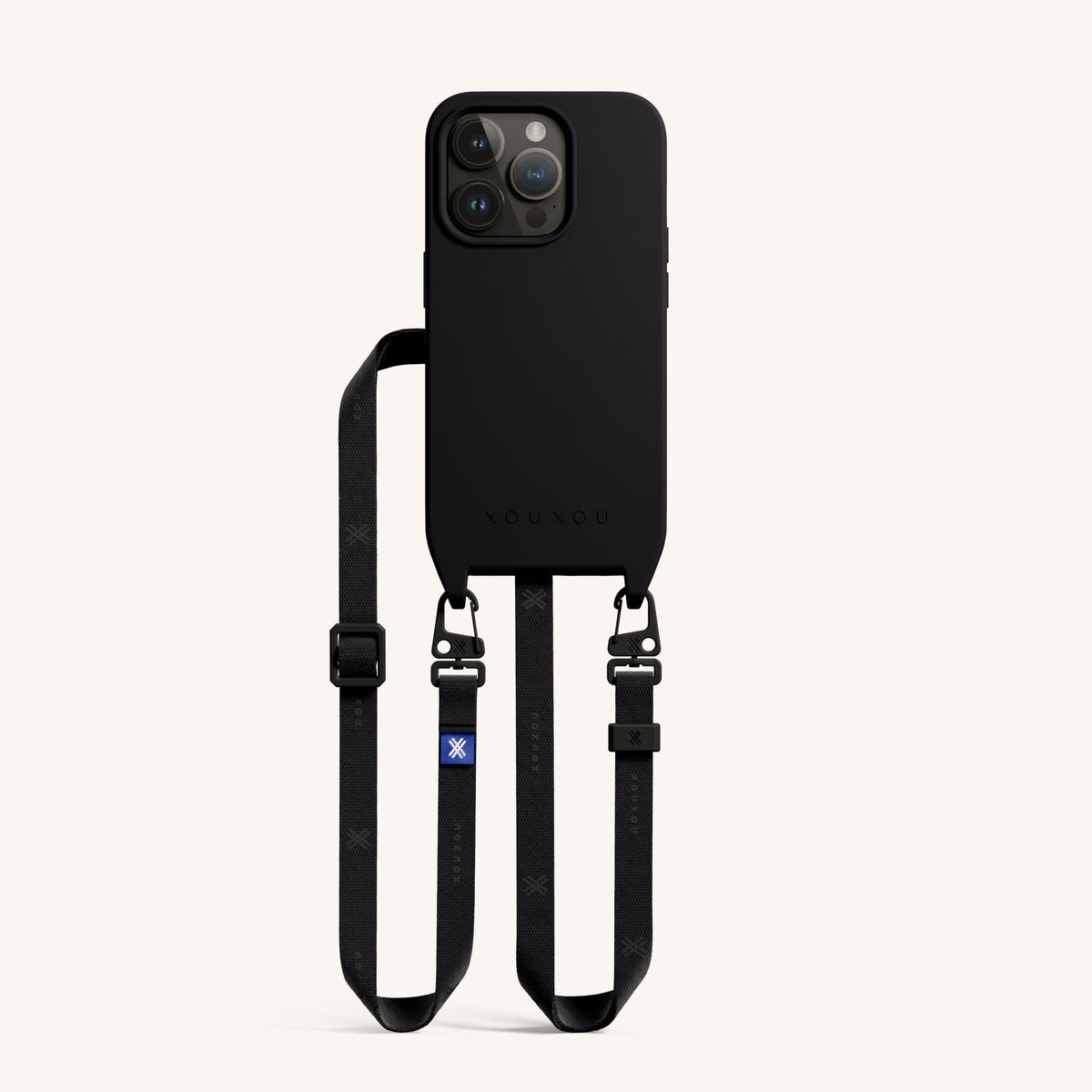Phone Necklace with Slim Lanyard for iPhone 15 Pro with MagSafe in Black Total View | XOUXOU #phone model_iphone 15 pro