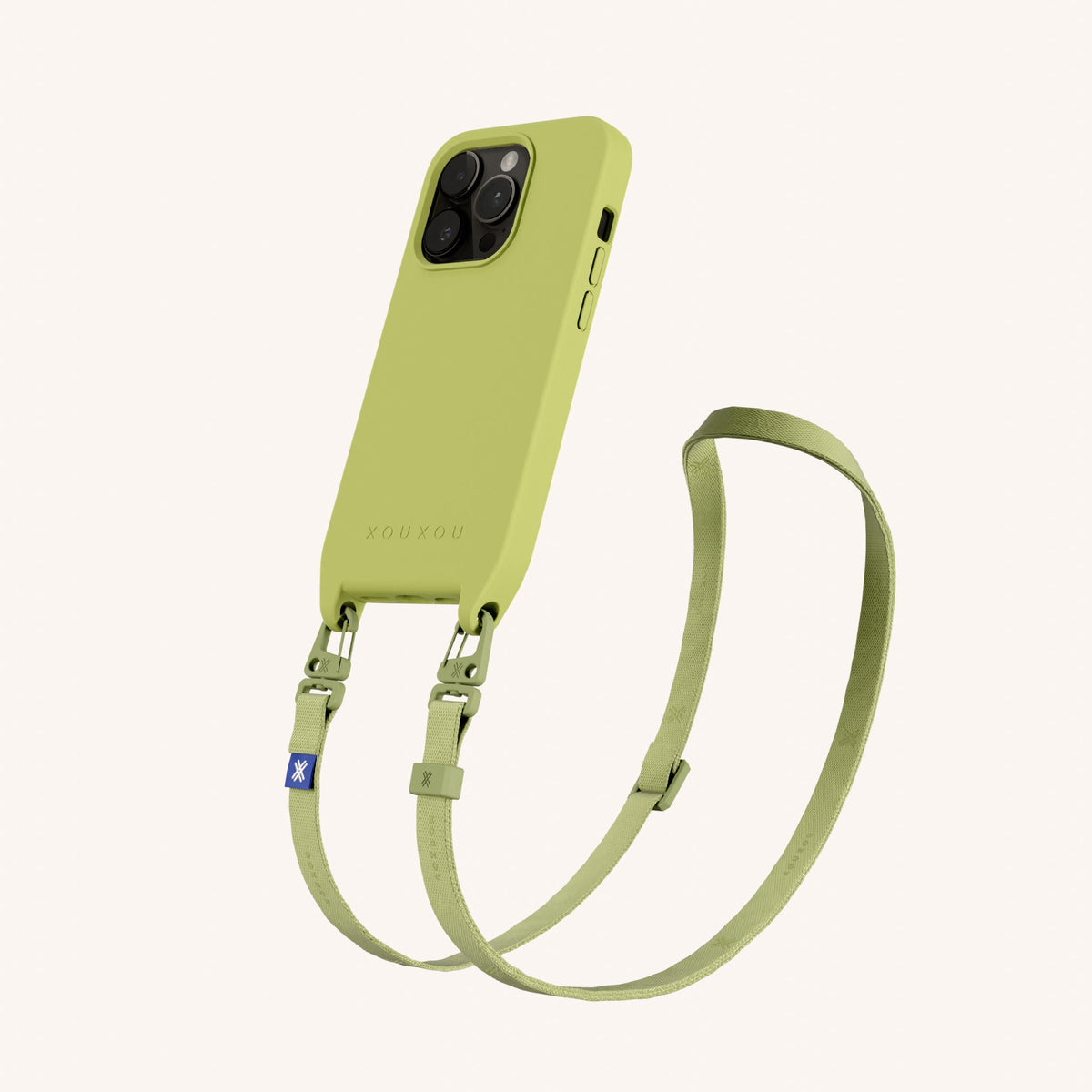 Phone Necklace with Slim Lanyard for iPhone 15 Pro without MagSafe in Pistachio Perspective View | XOUXOU #phone model_iphone 15 pro