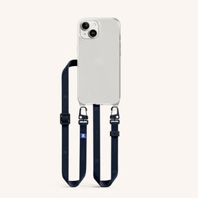 Phone Necklace with Slim Lanyard in Clear + Midnight
