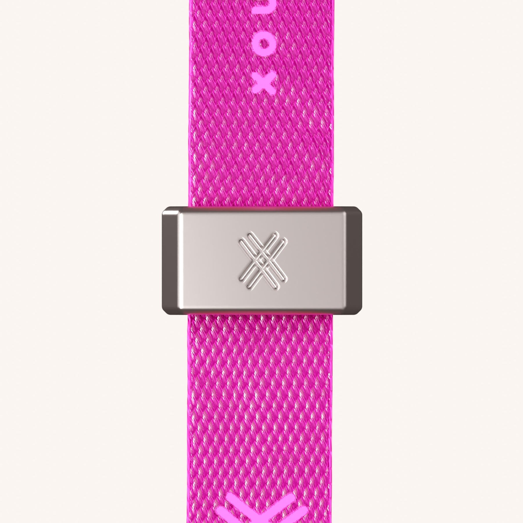 Phone Necklace with Slim Lanyard in Clear + Neon Pink