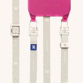 Phone Necklace with Slim Lanyard in Cyber Pink Clear + Chalk
