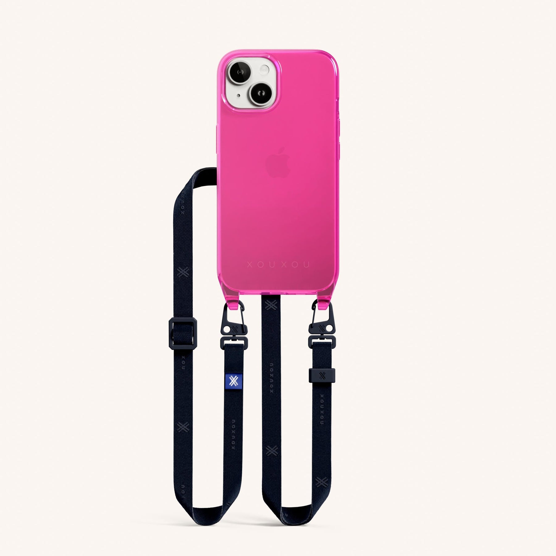 Phone Necklace with Slim Lanyard in Cyber Pink Clear + Midnight