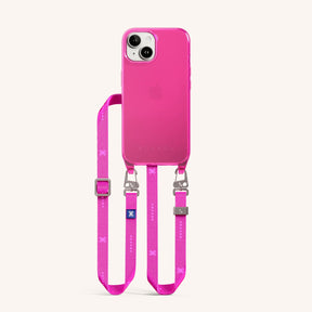 Phone Necklace with Slim Lanyard in Cyber Pink Clear + Neon Pink