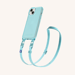 Phone Necklace with Slim Lanyard in Pool Clear