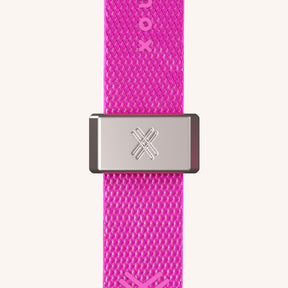 Phone Necklace with Slim Lanyard in Black + Neon Pink