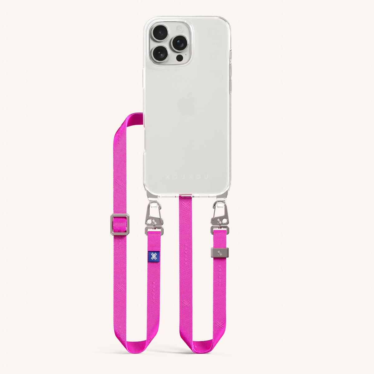 Phone Necklace with Slim Lanyard for iPhone 16 Pro Max without MagSafe in Clear and Neon Total View | XOUXOU #phone model_iphone 16 pro max