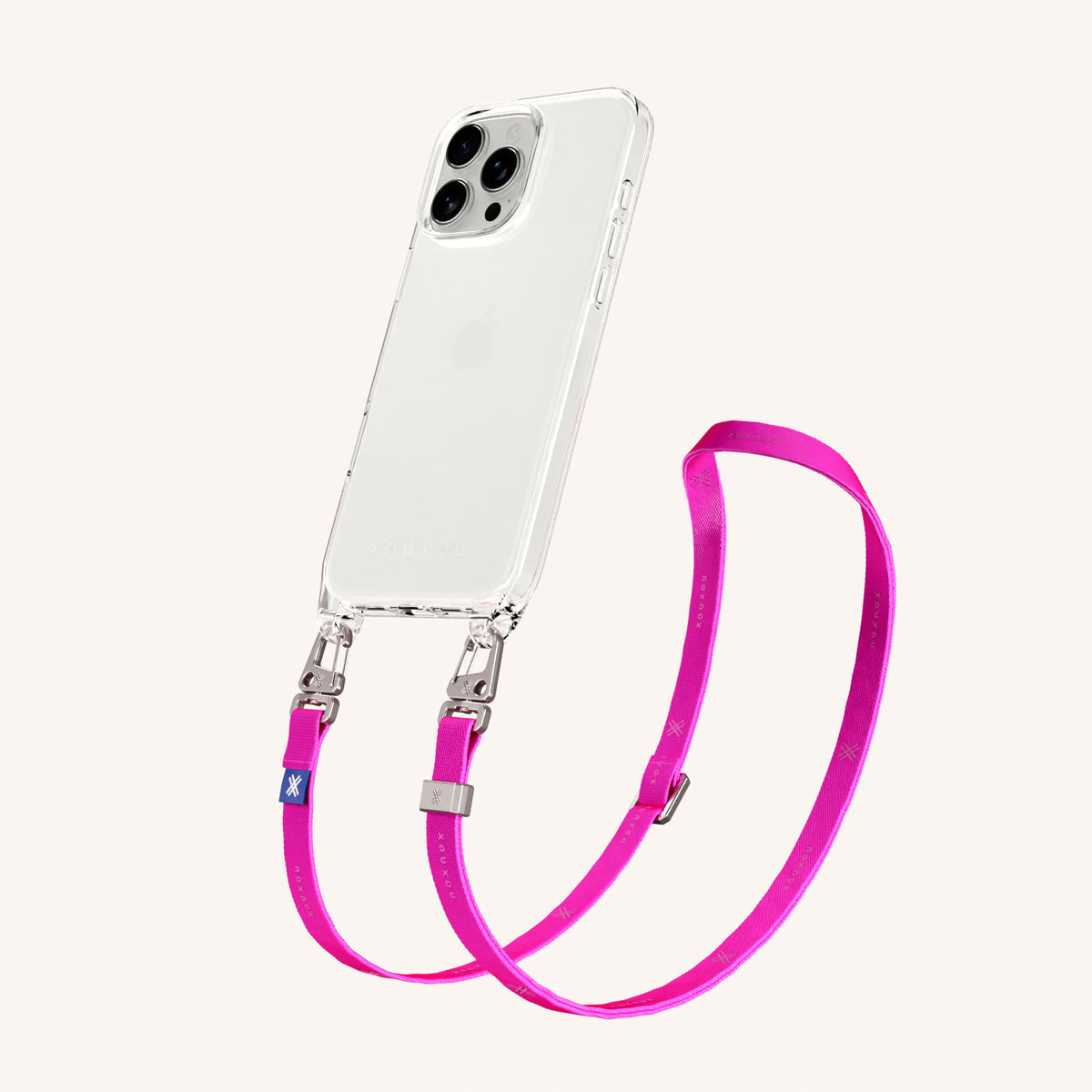 Phone Necklace with Slim Lanyard for iPhone 16 Pro Max without MagSafe in Clear and Neon Total View | XOUXOU #phone model_iphone 16 pro max